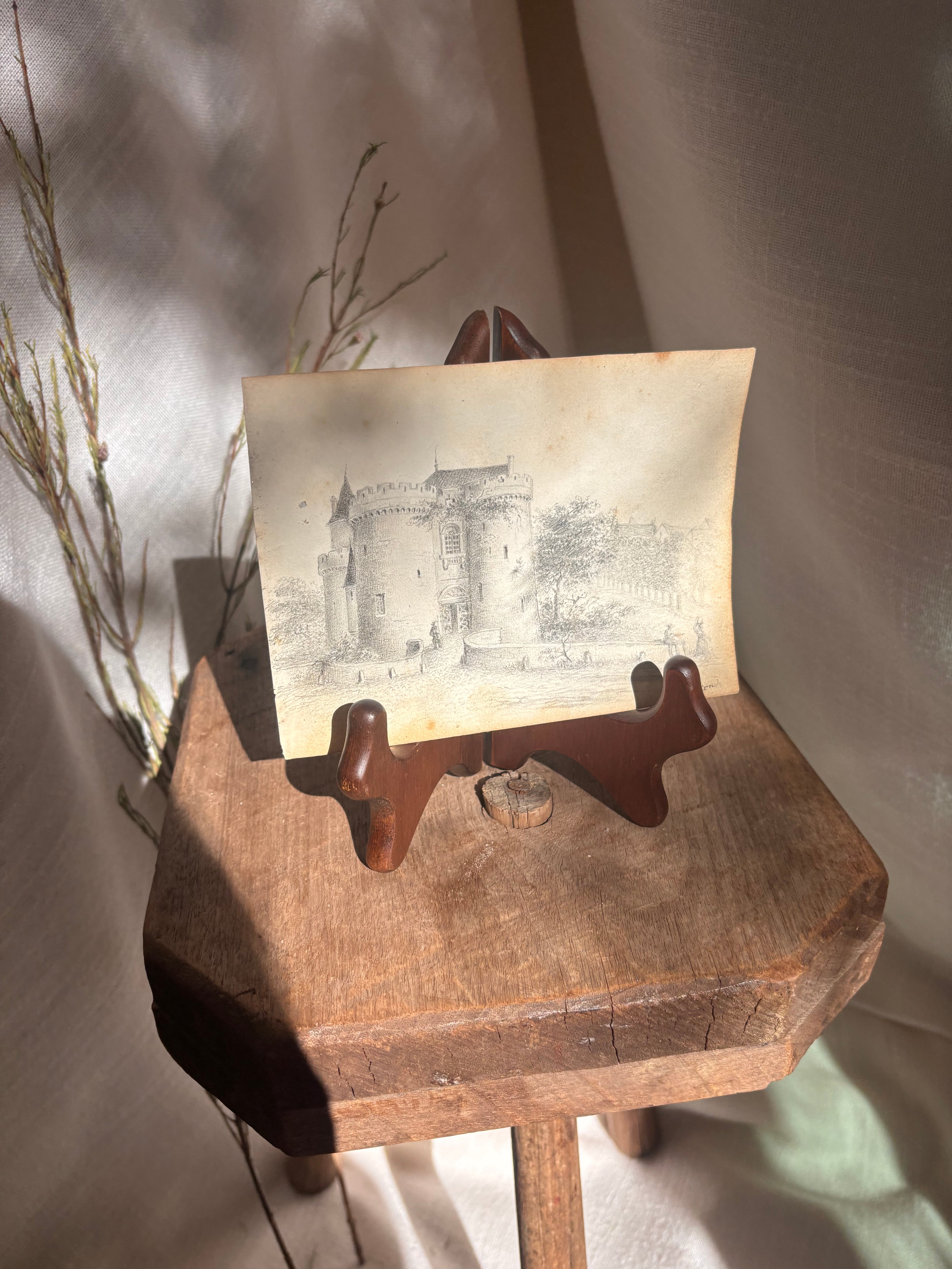Antique French Castle Drawing