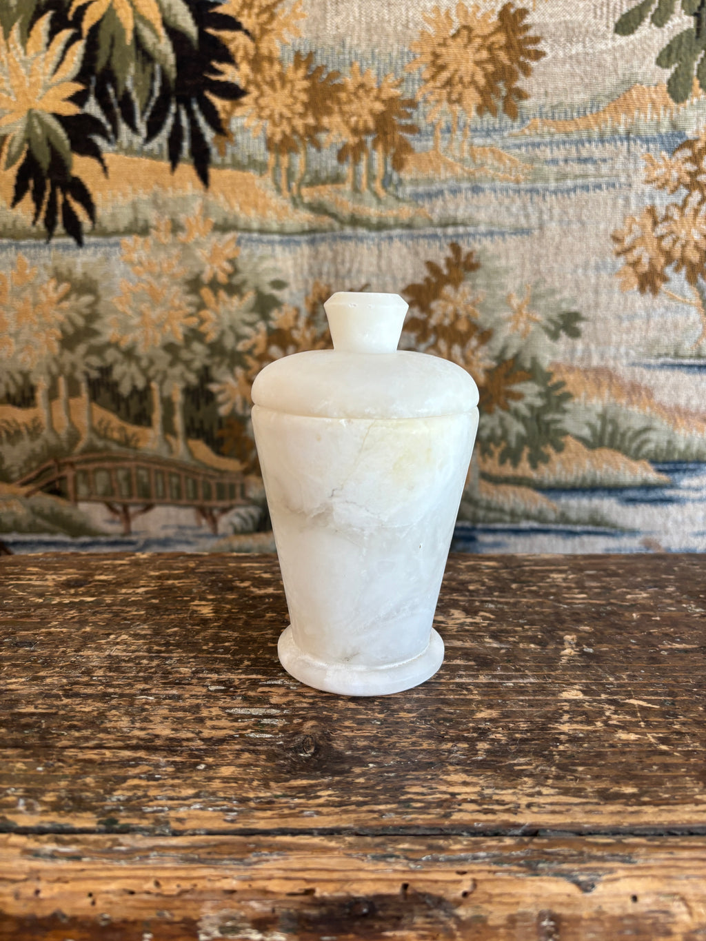 Vintage White Alabaster Lidded Jar