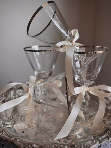 Set of 4 Platinum Rim Fostoria “Legacy” Water Goblets