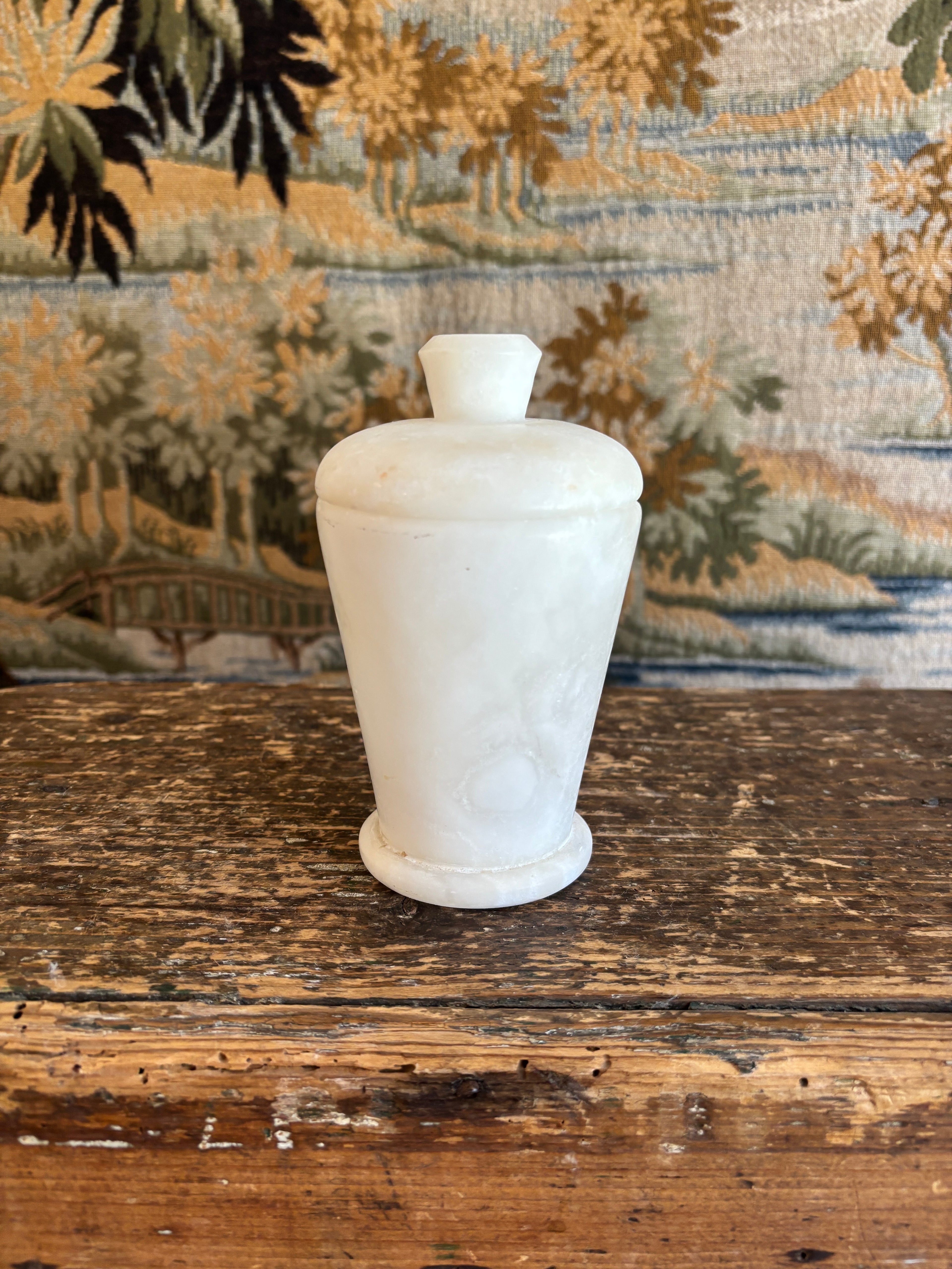Vintage White Alabaster Lidded Jar