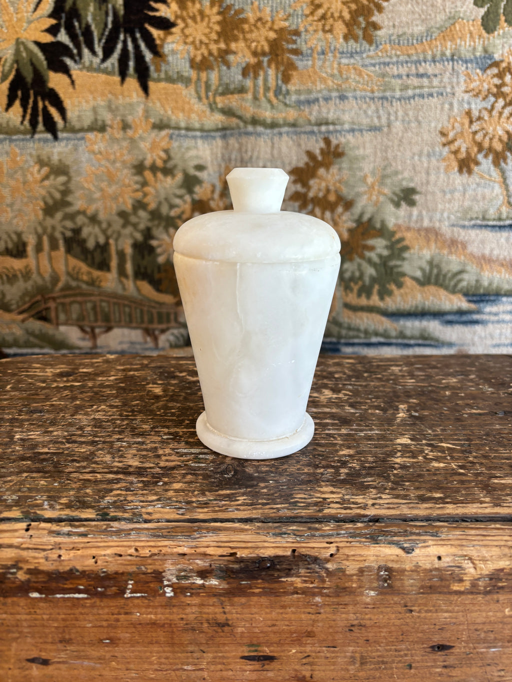 Vintage White Alabaster Lidded Jar