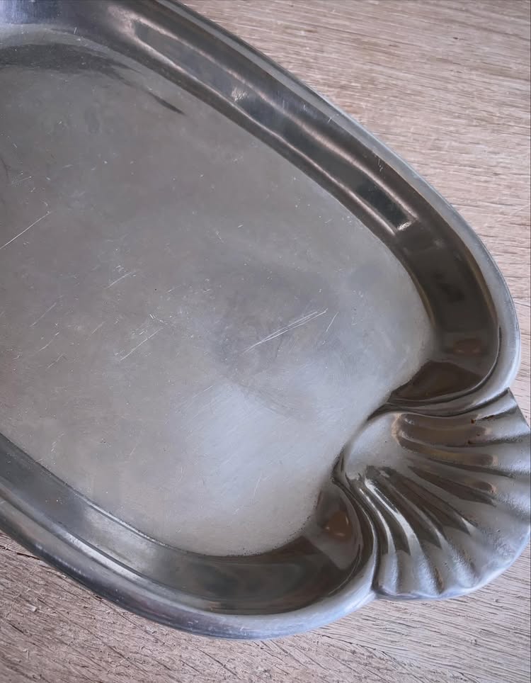 Vintage Wilton RWP Pewter Tray with Scallop Shell Handles