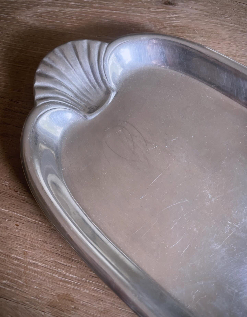 Vintage Wilton RWP Pewter Tray with Scallop Shell Handles