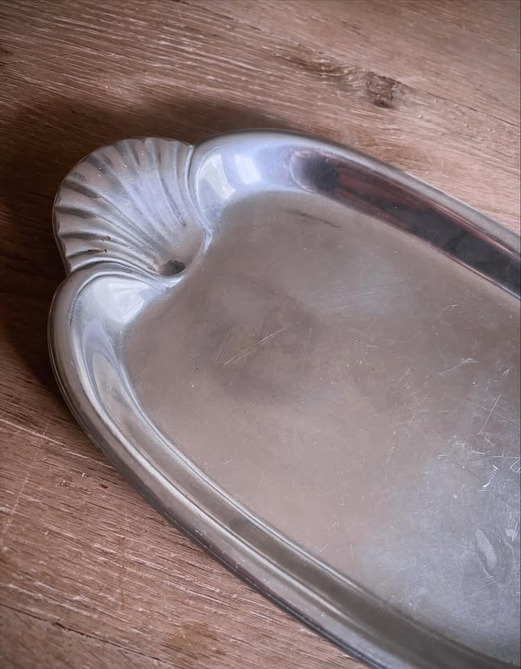 Vintage Wilton RWP Pewter Tray with Scallop Shell Handles