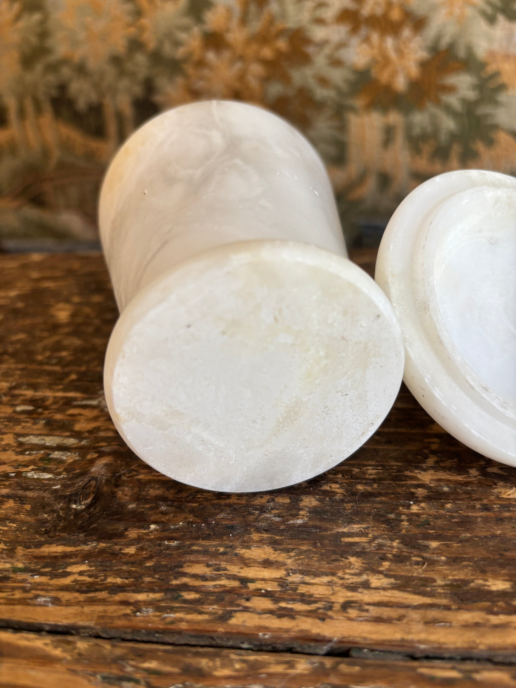 Vintage White Alabaster Lidded Jar