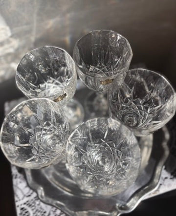 Set of 5 Vintage Kristal Zaječar Lead Crystal Wine Glasses