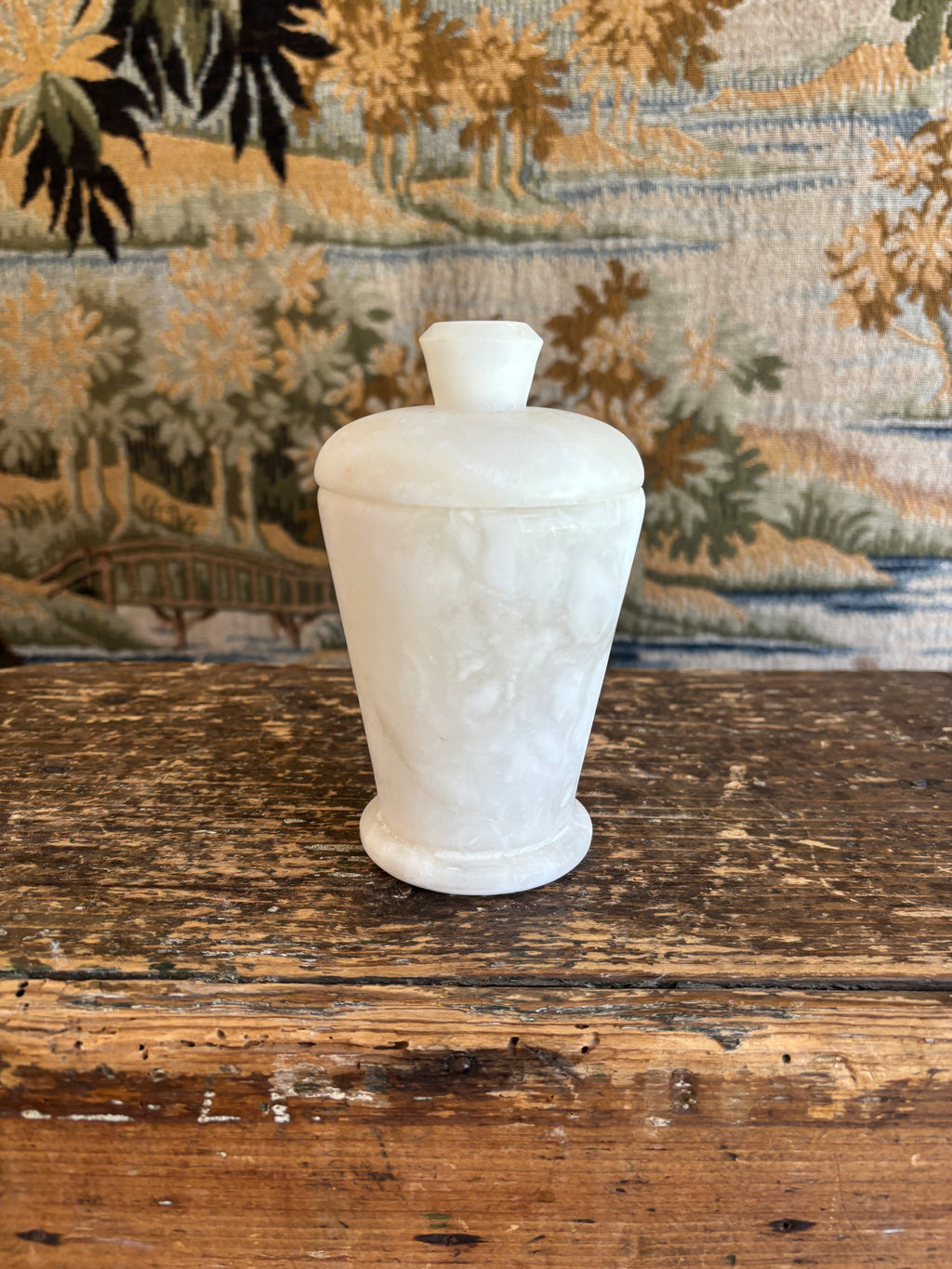Vintage White Alabaster Lidded Jar