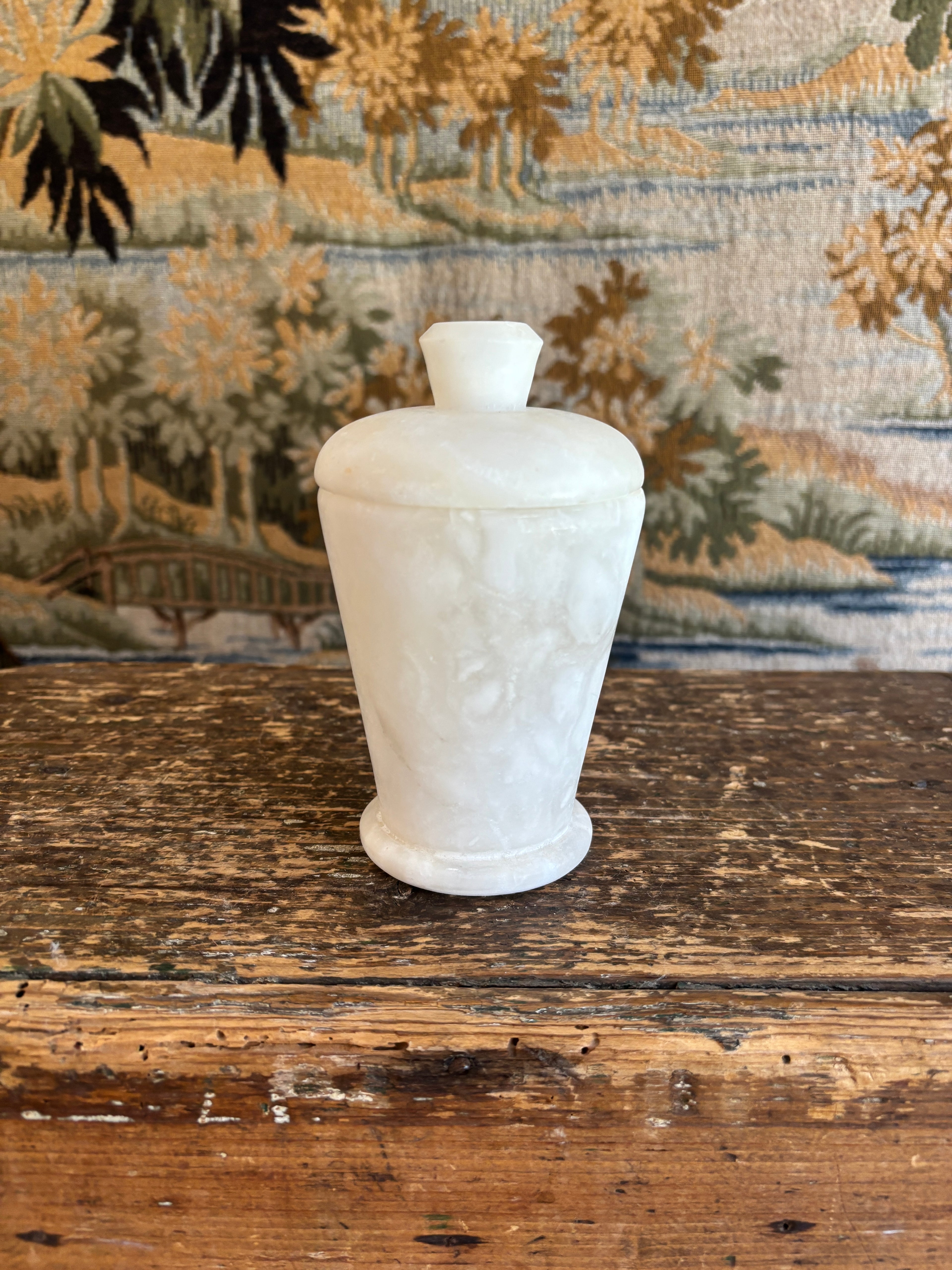 Vintage White Alabaster Lidded Jar