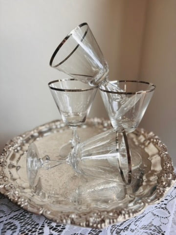 Set of 4 Platinum Rim Fostoria “Legacy” Water Goblets