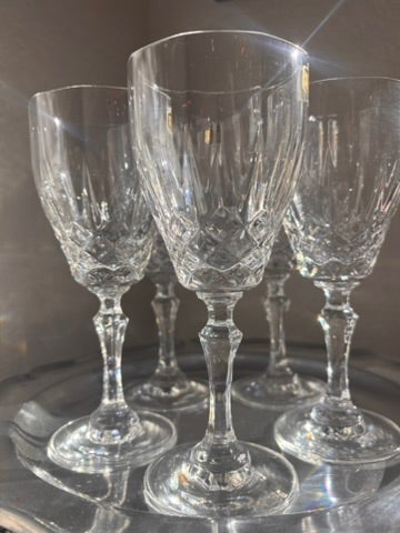 Set of 5 Vintage Kristal Zaječar Lead Crystal Wine Glasses