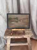 Antique French River Landscape Oil Painting Lône du Rhône
