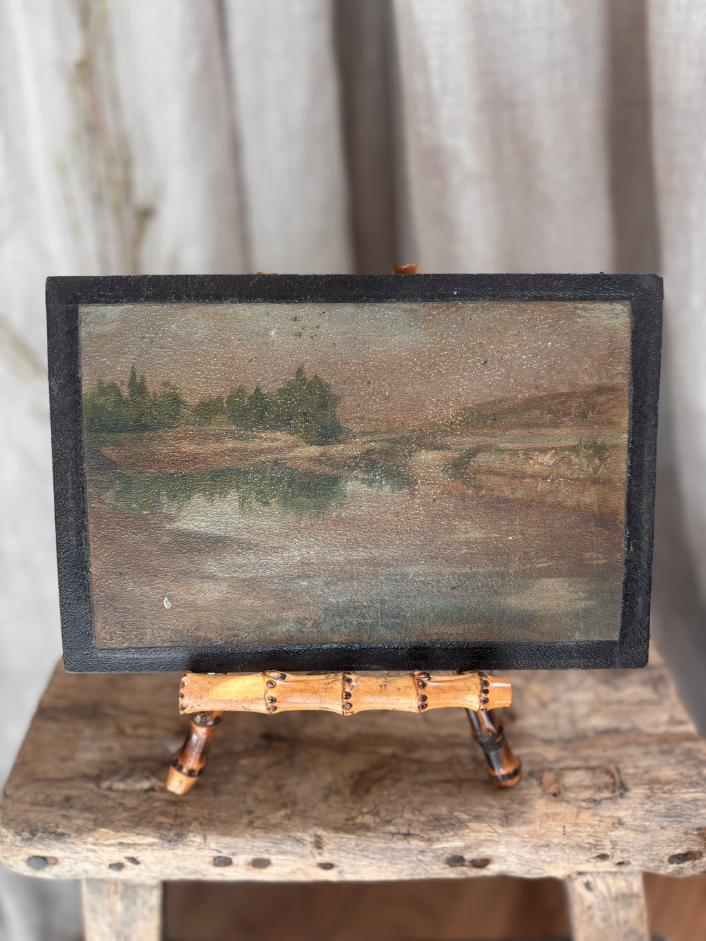 Antique French River Landscape Oil Painting Lône du Rhône