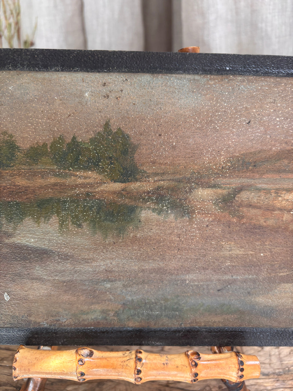 Antique French River Landscape Oil Painting Lône du Rhône