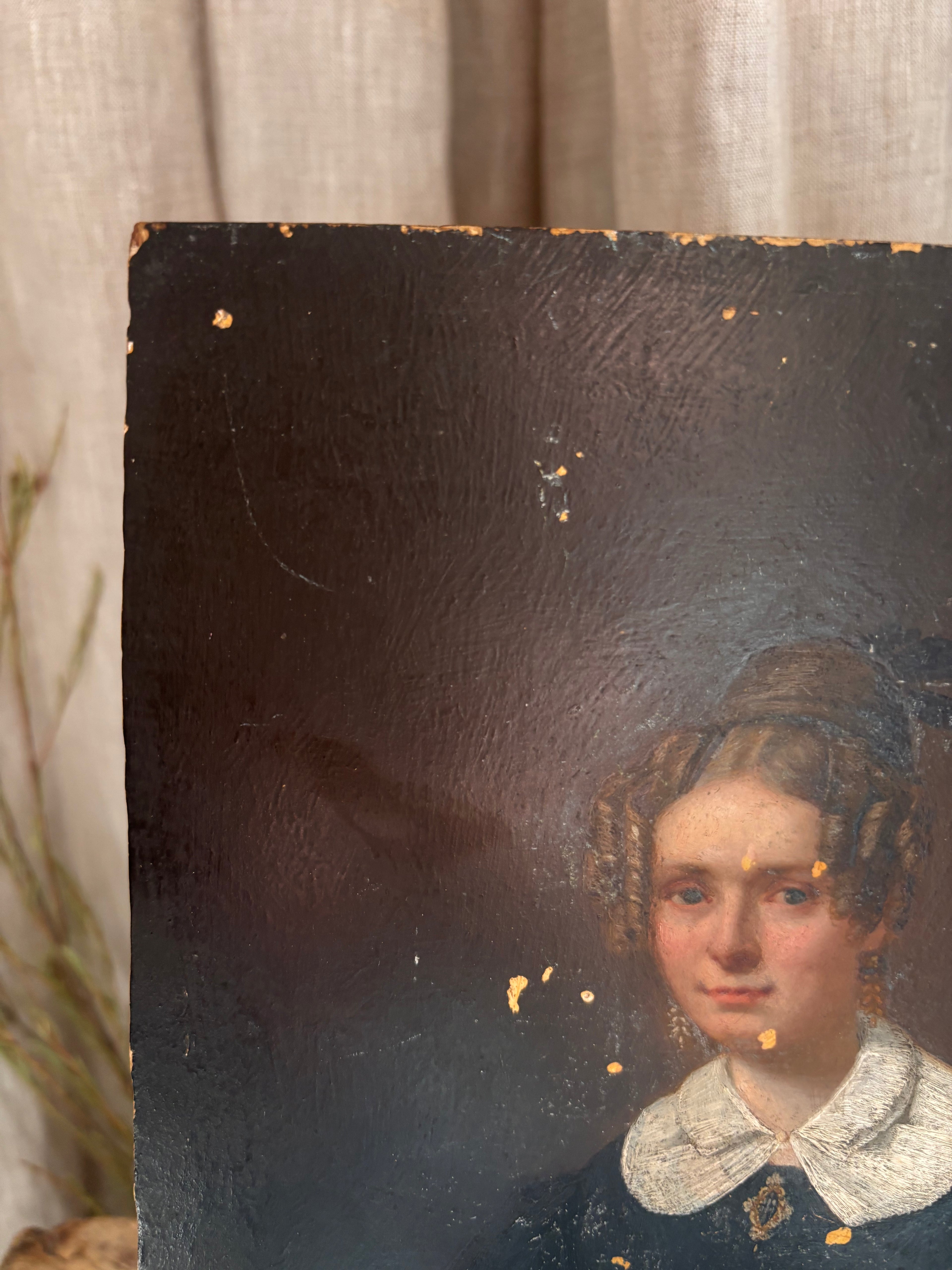 Antique Early Victorian Female Portrait c. 1830s–1840s