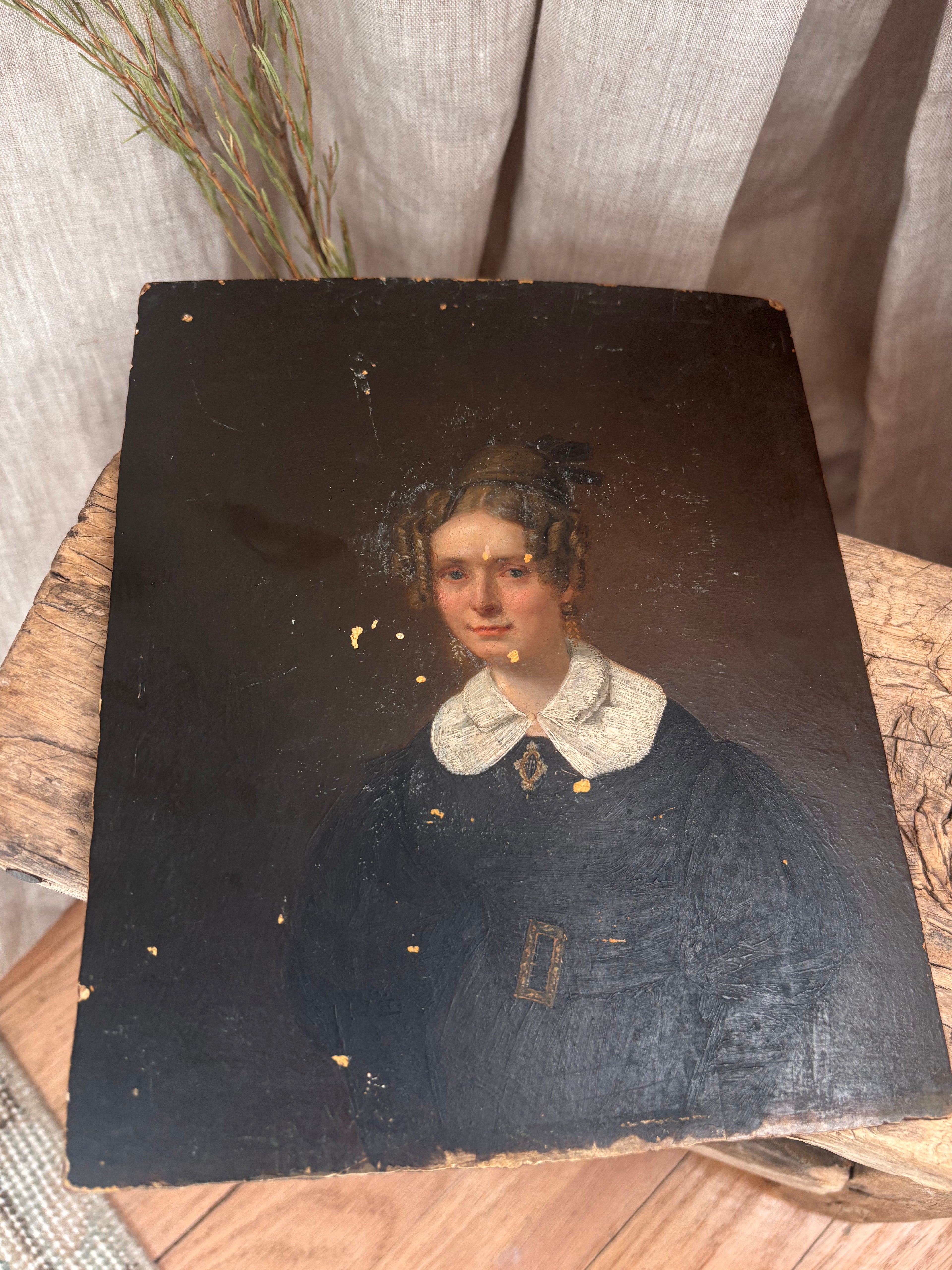 Antique Early Victorian Female Portrait c. 1830s–1840s