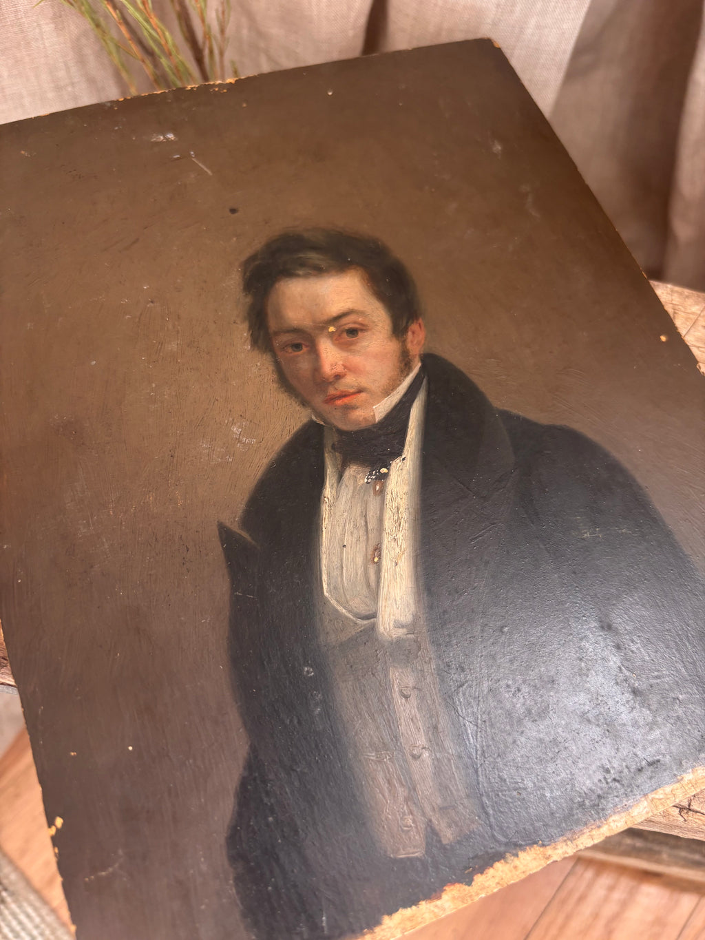 Antique Early Victorian Male Portrait c. 1830s–1840s