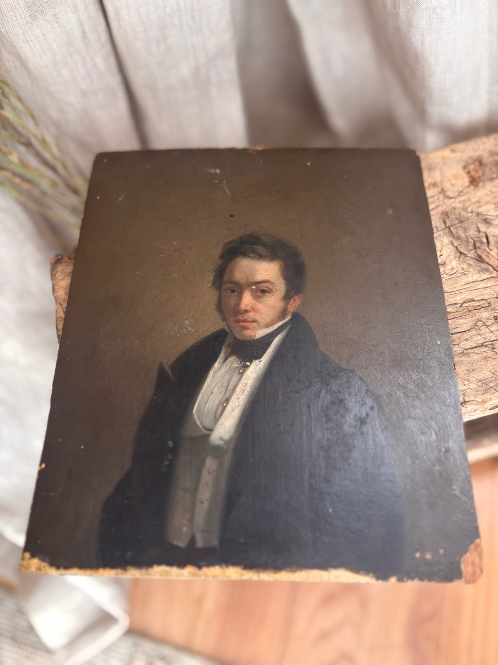 Antique Early Victorian Male Portrait c. 1830s–1840s