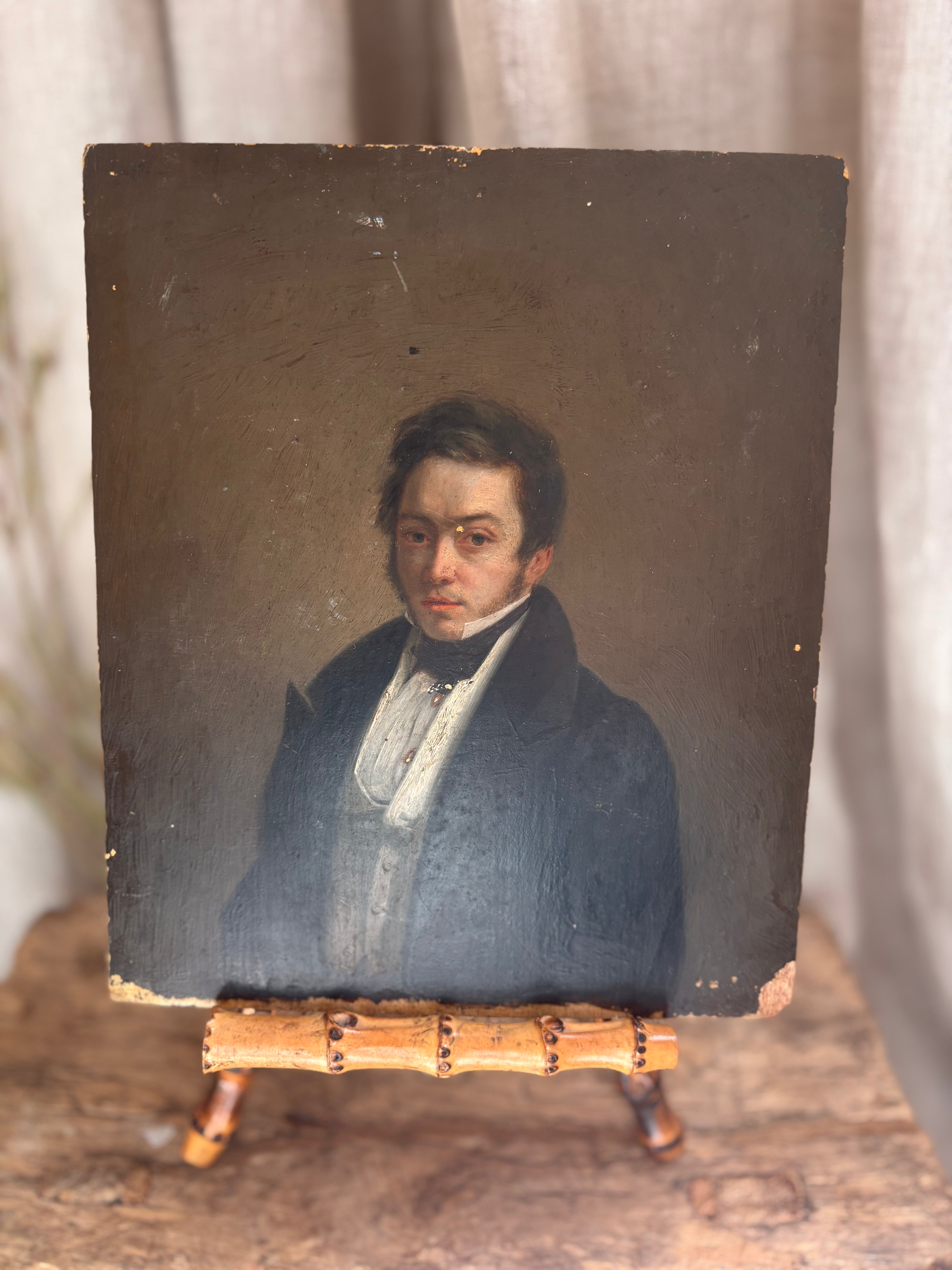 Antique Early Victorian Male Portrait c. 1830s–1840s