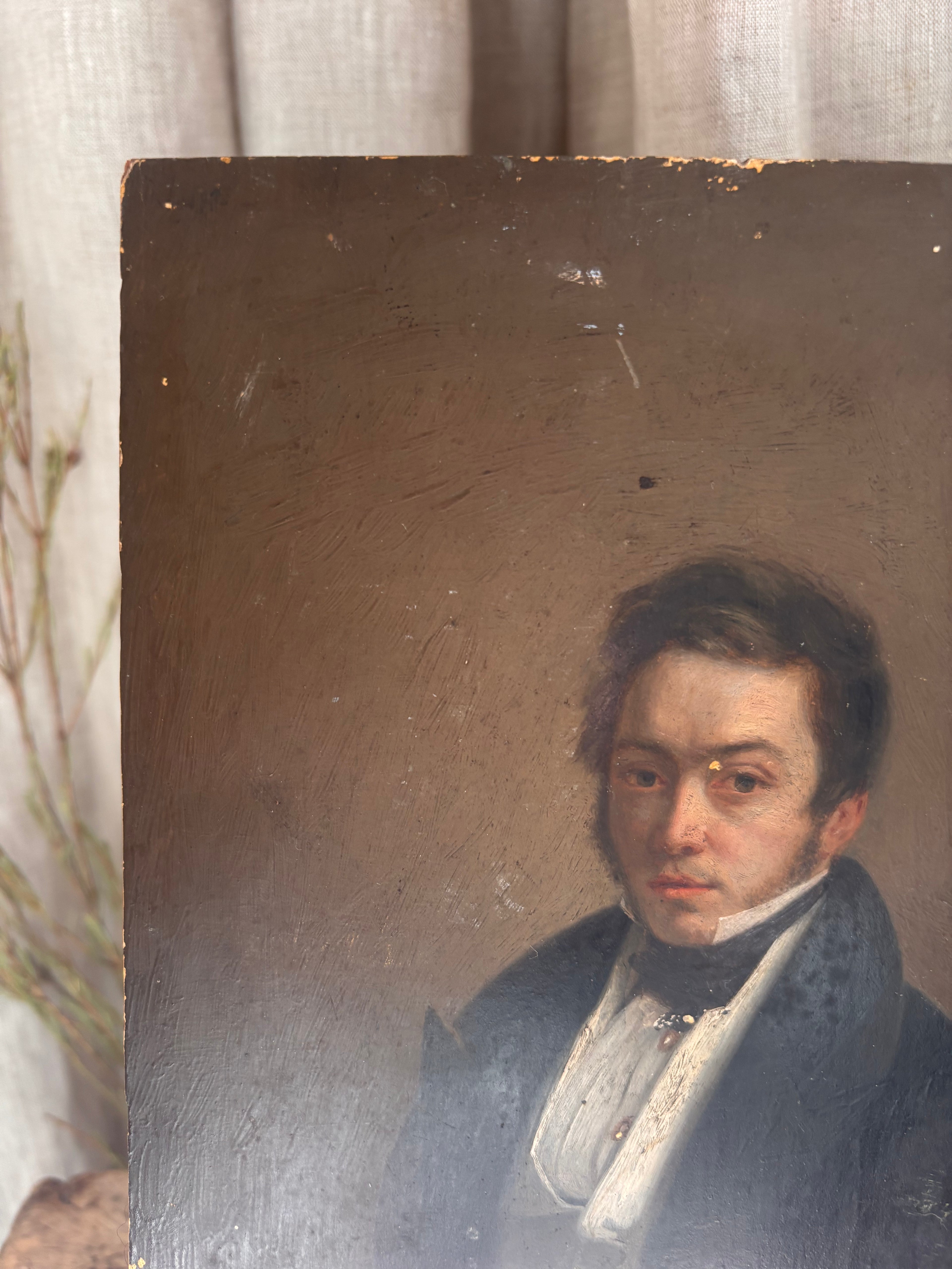 Antique Early Victorian Male Portrait c. 1830s–1840s