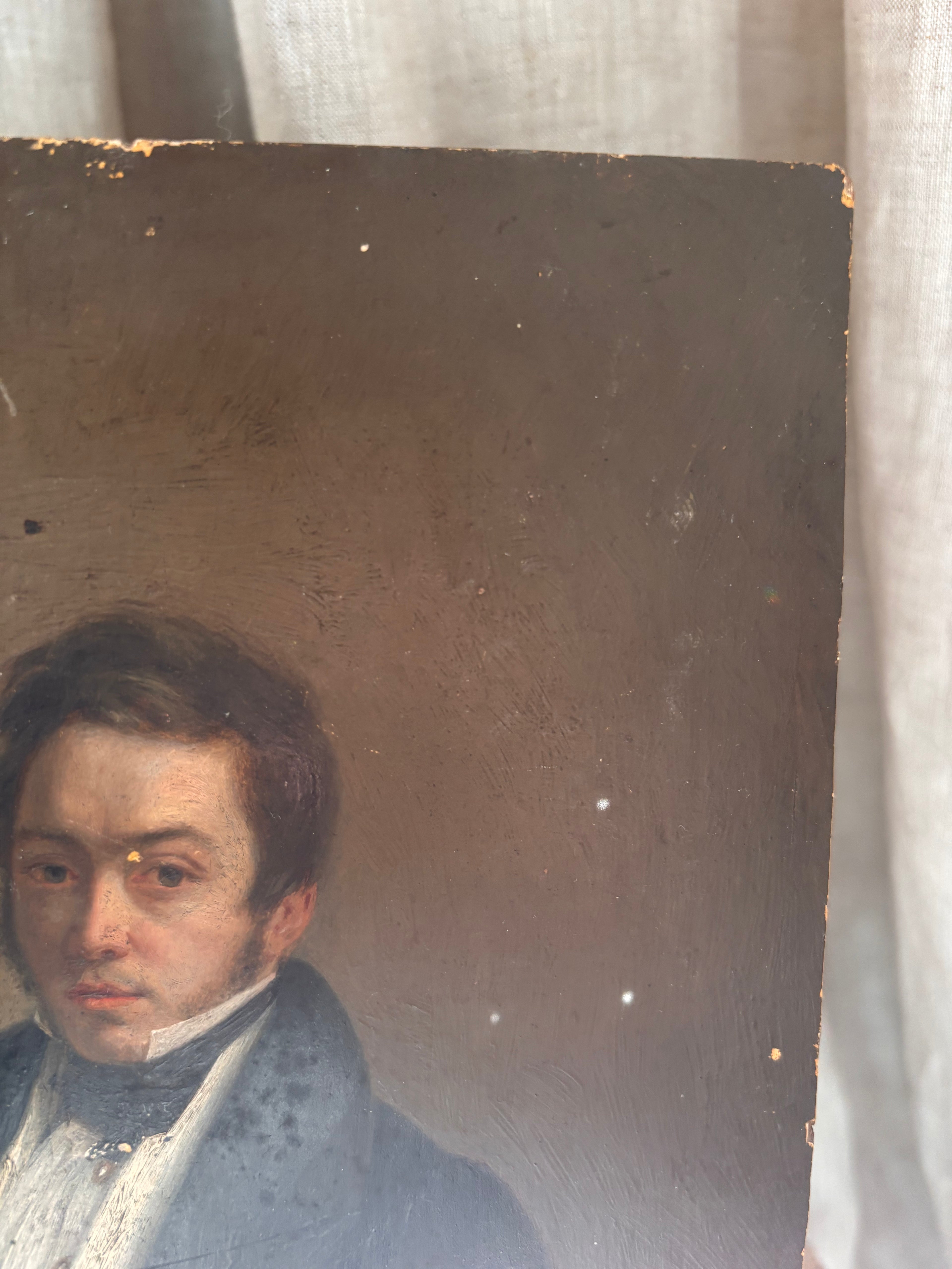 Antique Early Victorian Male Portrait c. 1830s–1840s