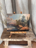 Antique Continental Landscape Oil Painting on Tin