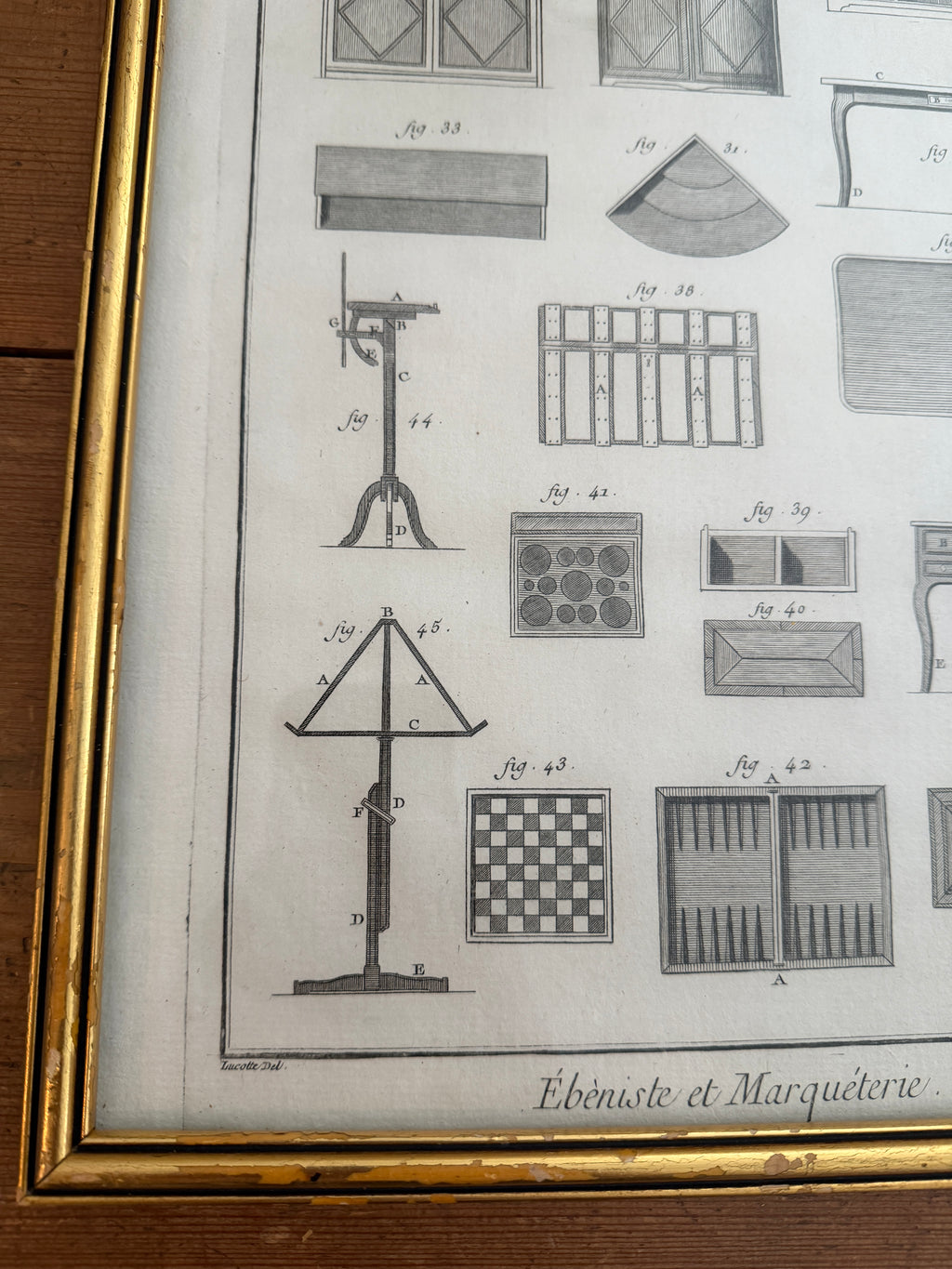 Antique 18th-Century French Ébéniste et Marqueterie Engraving