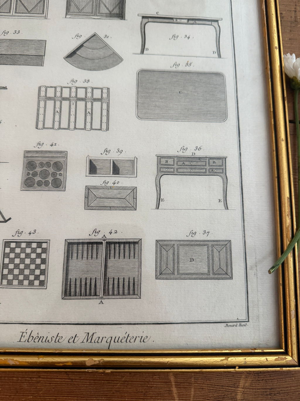 Antique 18th-Century French Ébéniste et Marqueterie Engraving