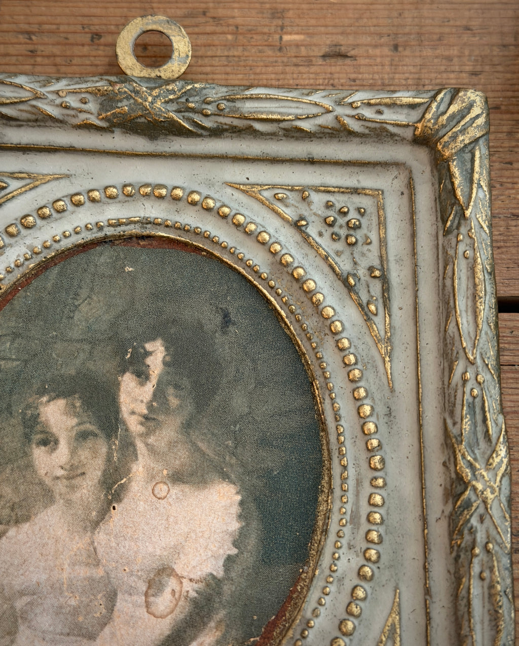 Antique Louis XVI-Style Gesso Frame with Portrait Print
