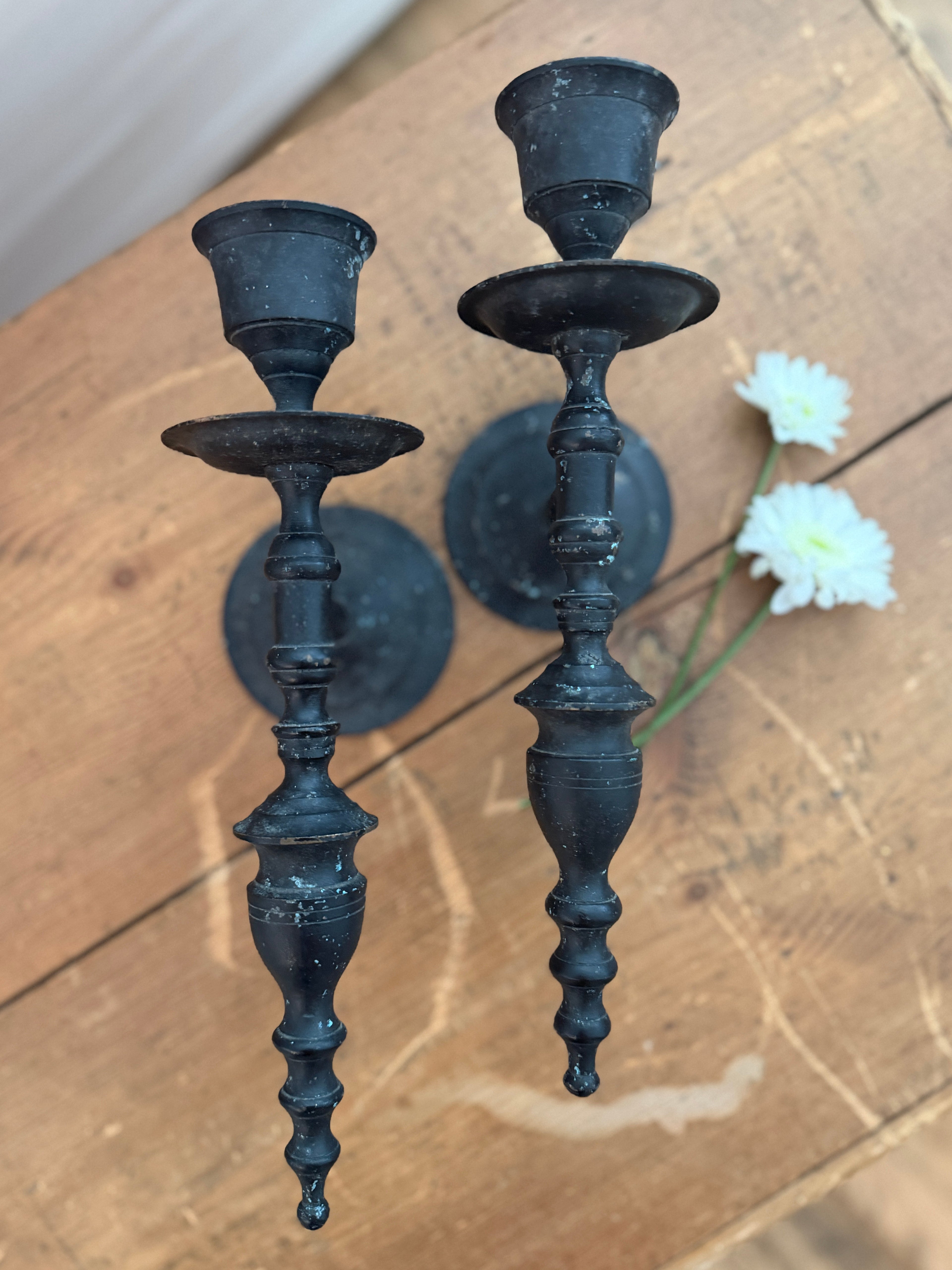 Pair of Antique French Metal Wall Sconces