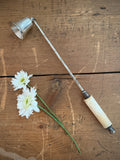 Vintage Silver-Plated Candle Snuffer with Faux Bone Handle