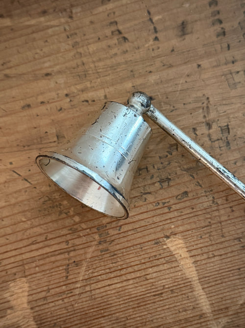 Vintage Silver-Plated Candle Snuffer with Faux Bone Handle