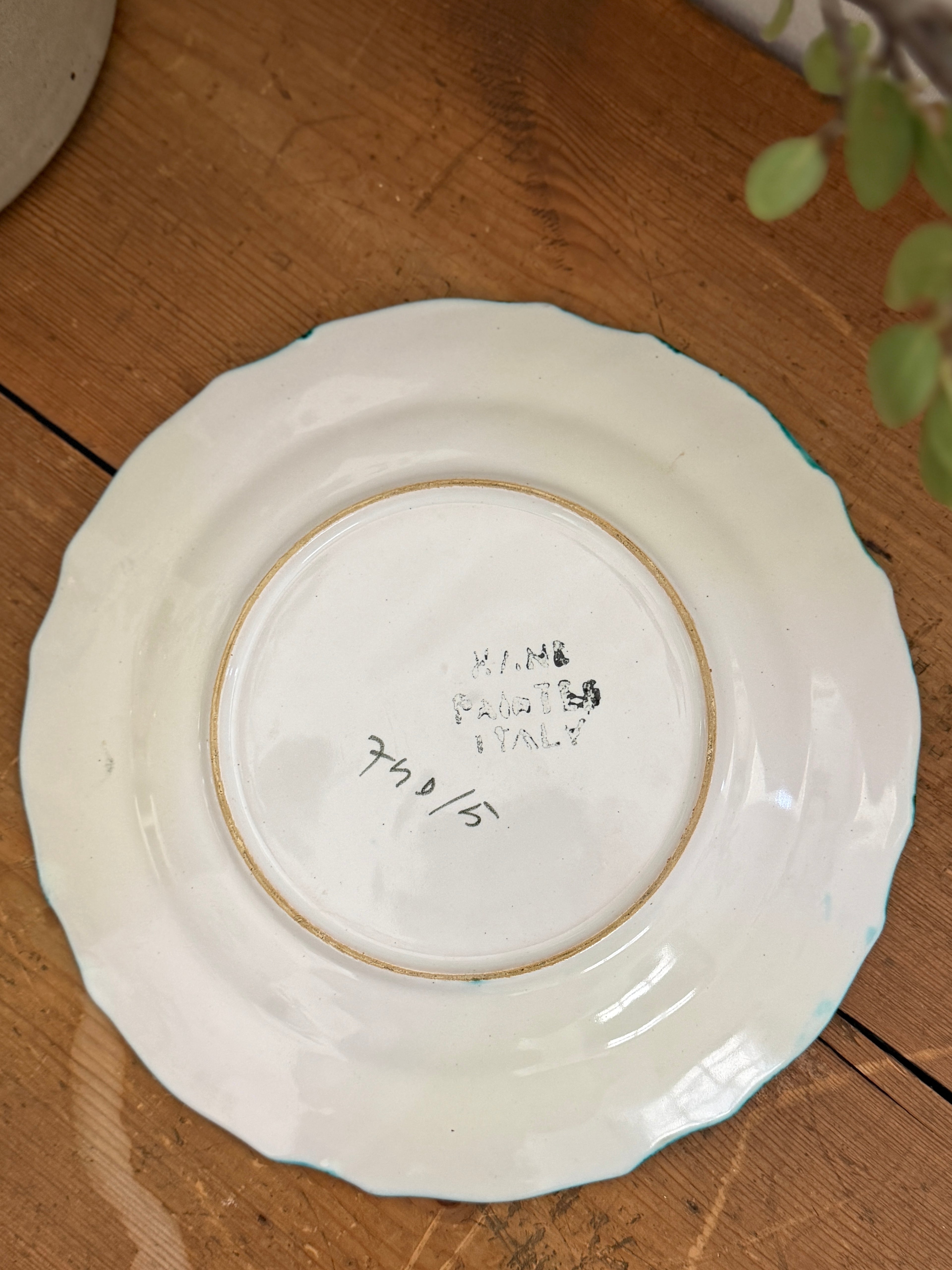 Hand-Painted Italian Majolica Floral Plate