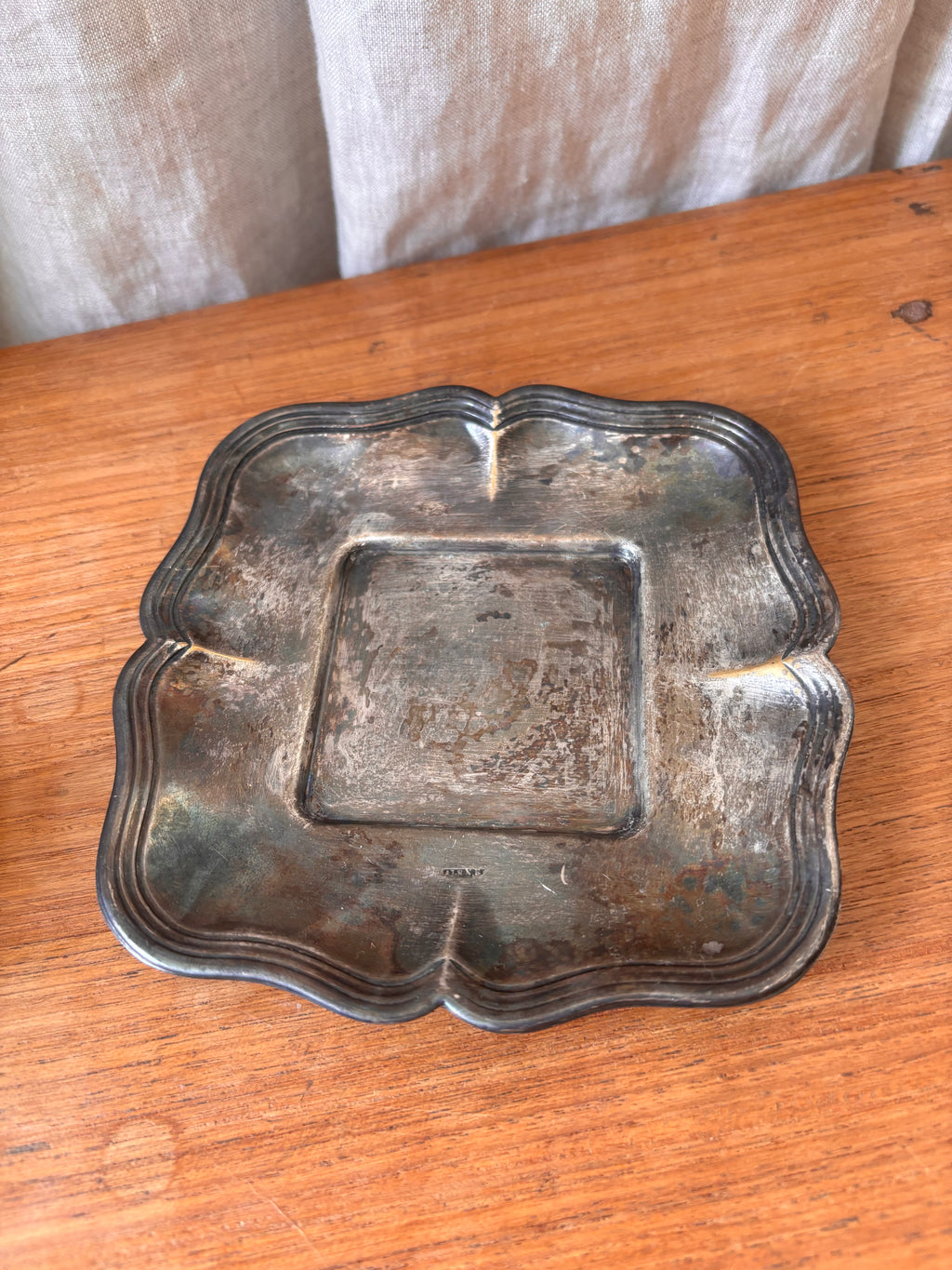 Antique Art Nouveau Brass & Glass Inkwell with Tray