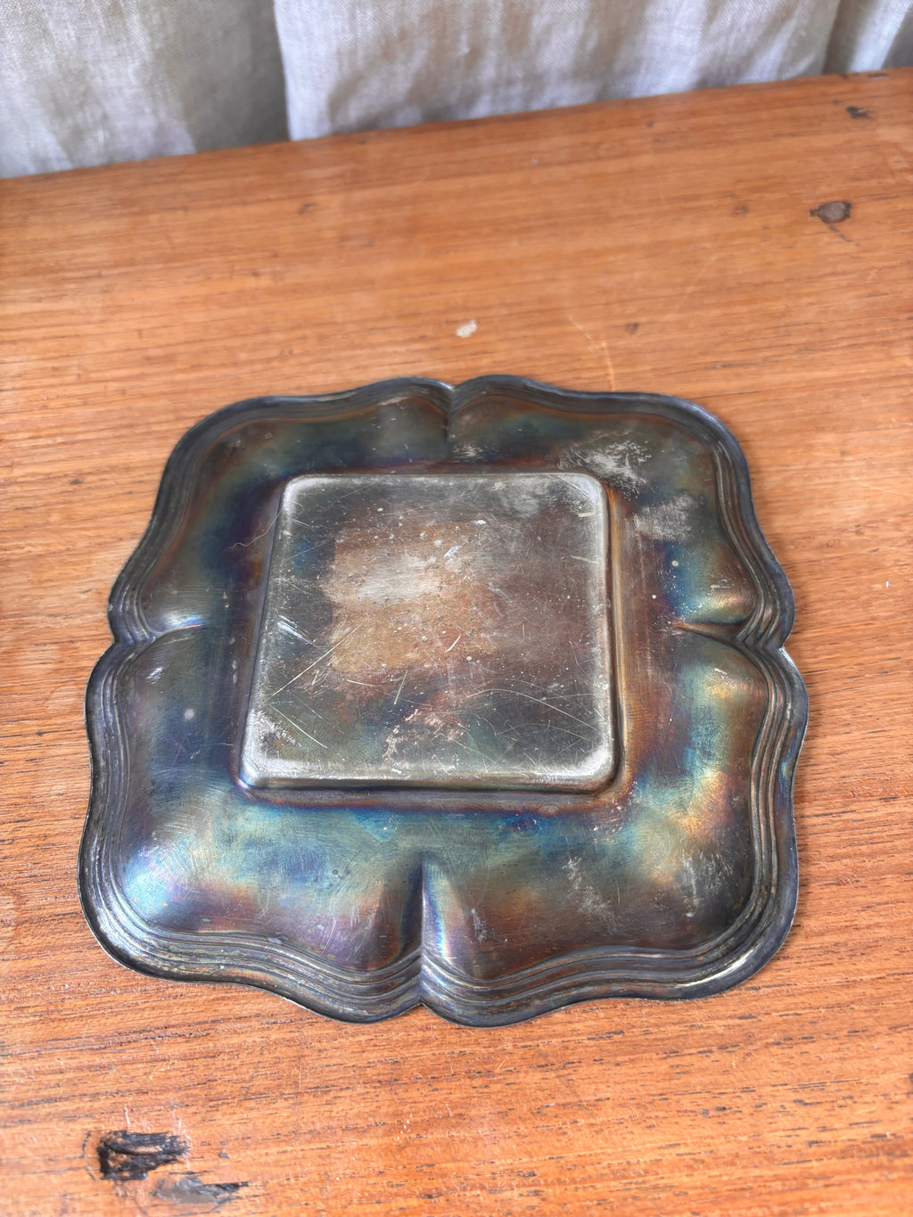 Antique Art Nouveau Brass & Glass Inkwell with Tray