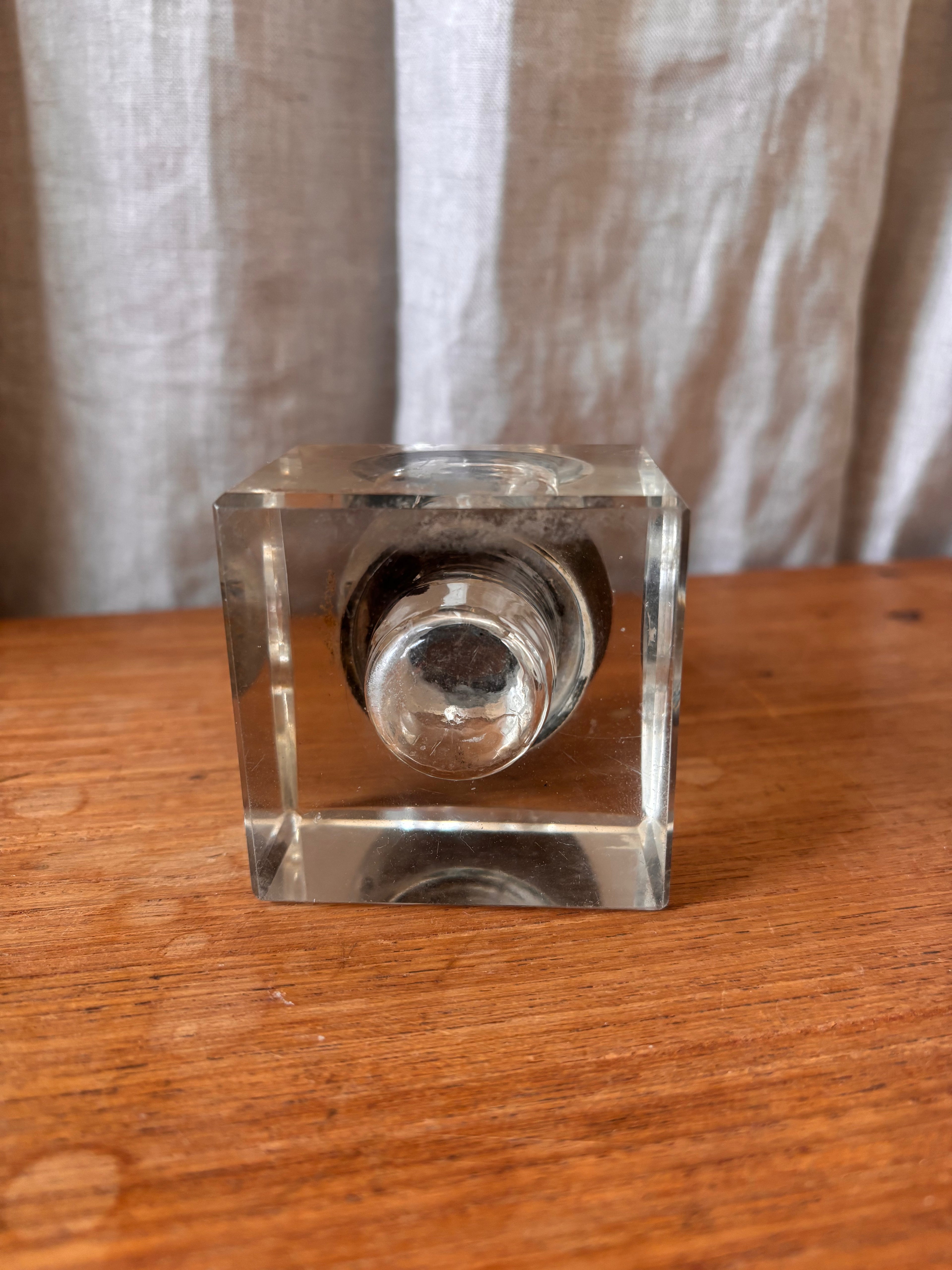 Antique Art Nouveau Brass & Glass Inkwell with Tray