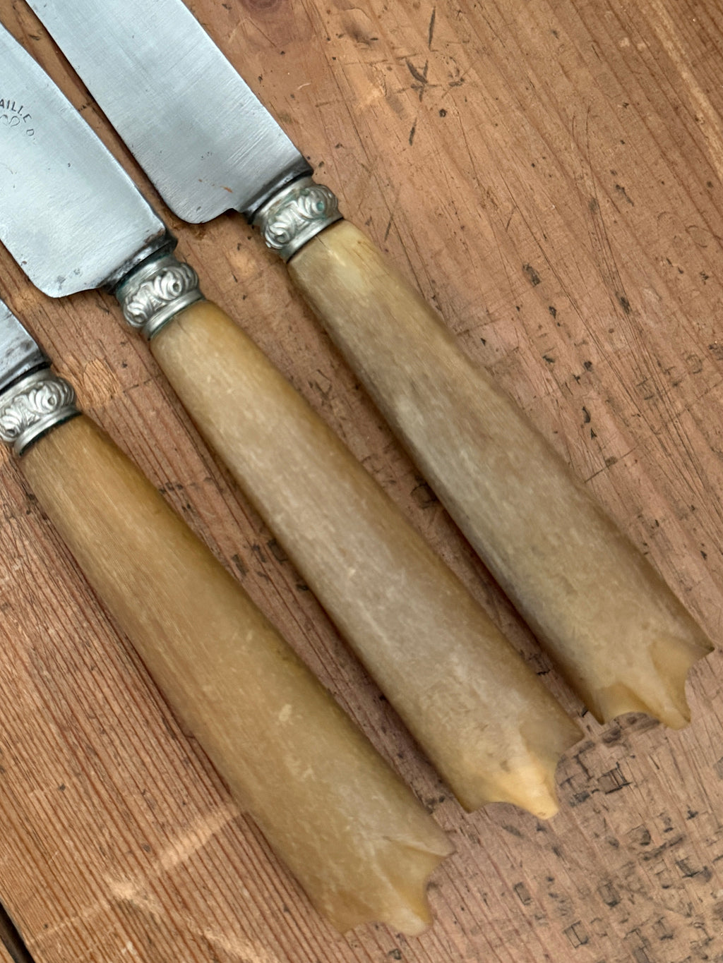 Antique French Bone-Handled Table Knife Trio
