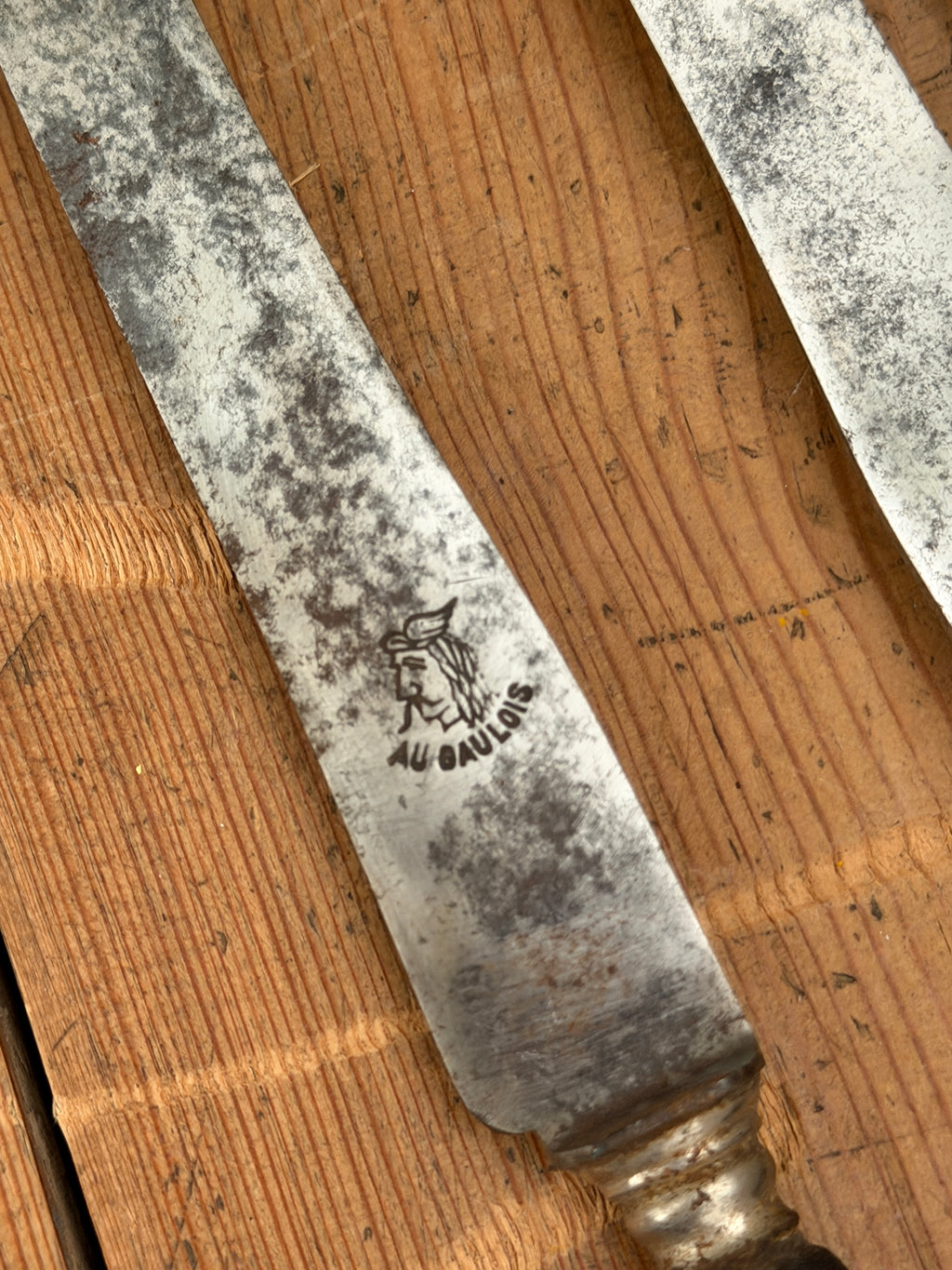 Antique French Ebonized Wood Table Knife Trio