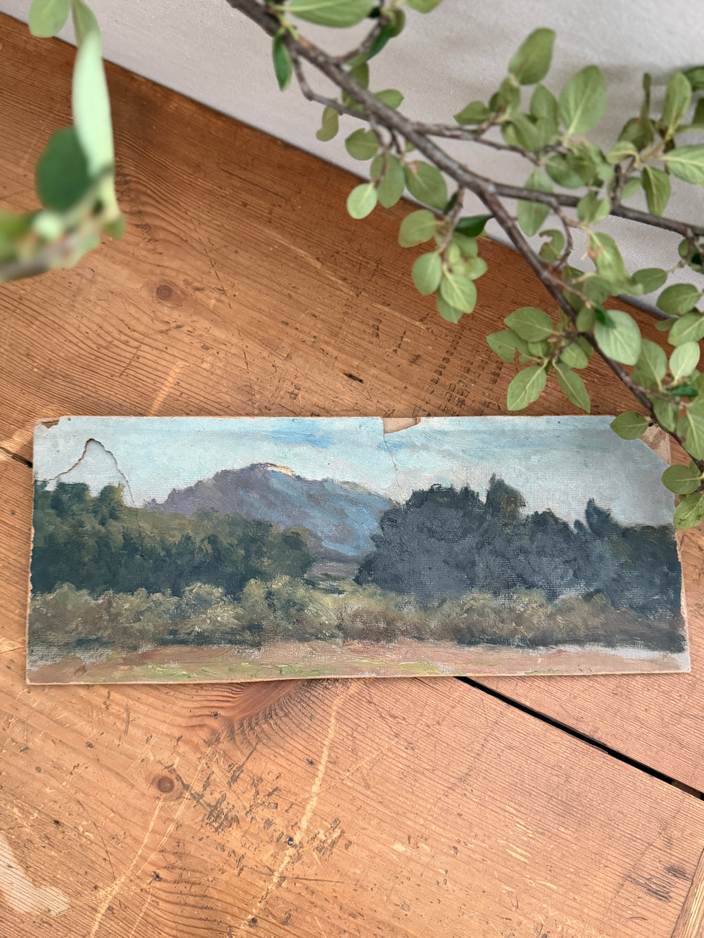 Antique French Landscape Oil Study on Canvas