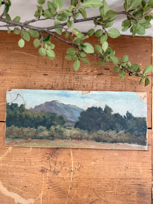 Antique French Landscape Oil Study on Canvas