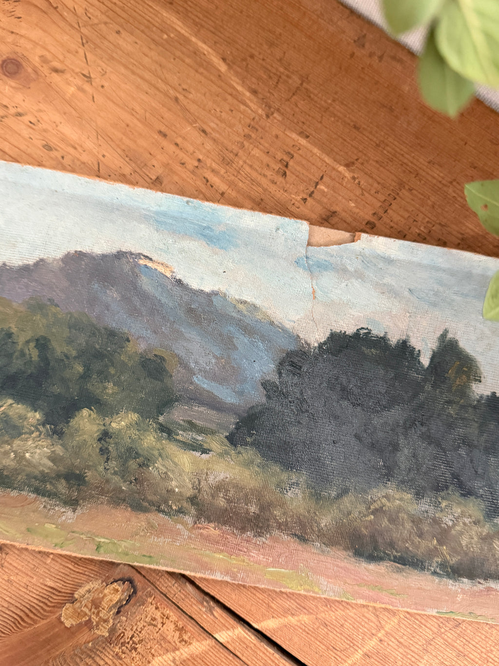 Antique French Landscape Oil Study on Canvas