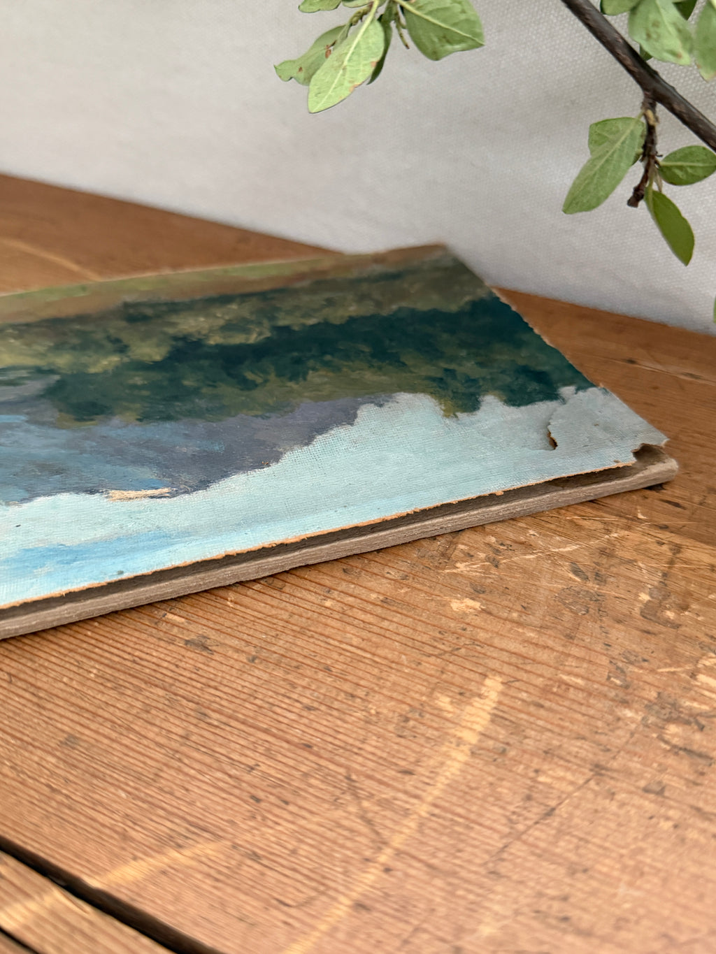 Antique French Landscape Oil Study on Canvas