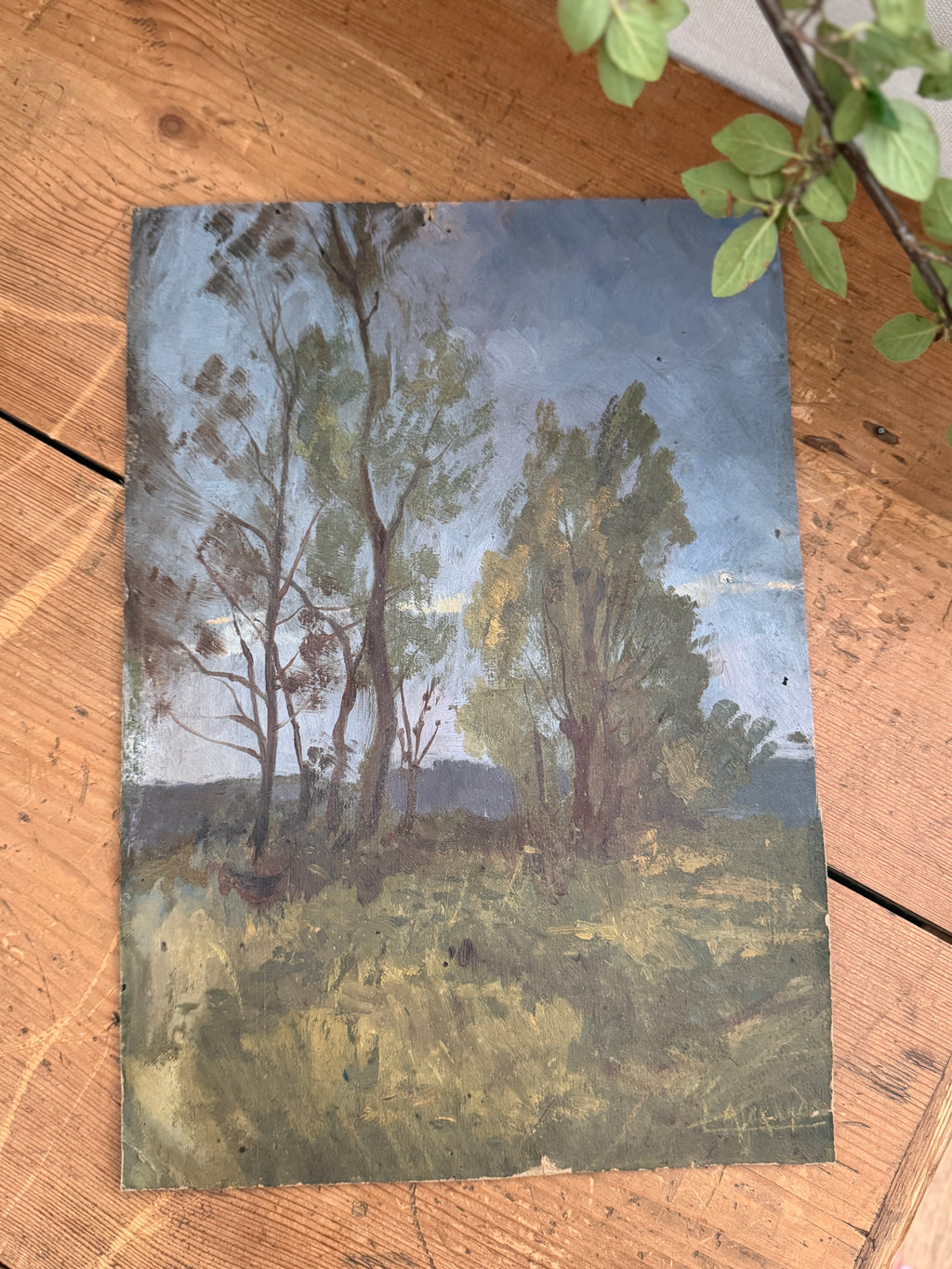 Antique French Landscape Oil Study