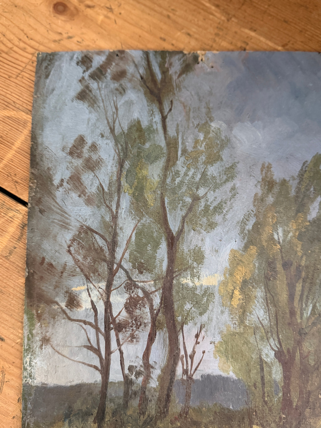 Antique French Landscape Oil Study