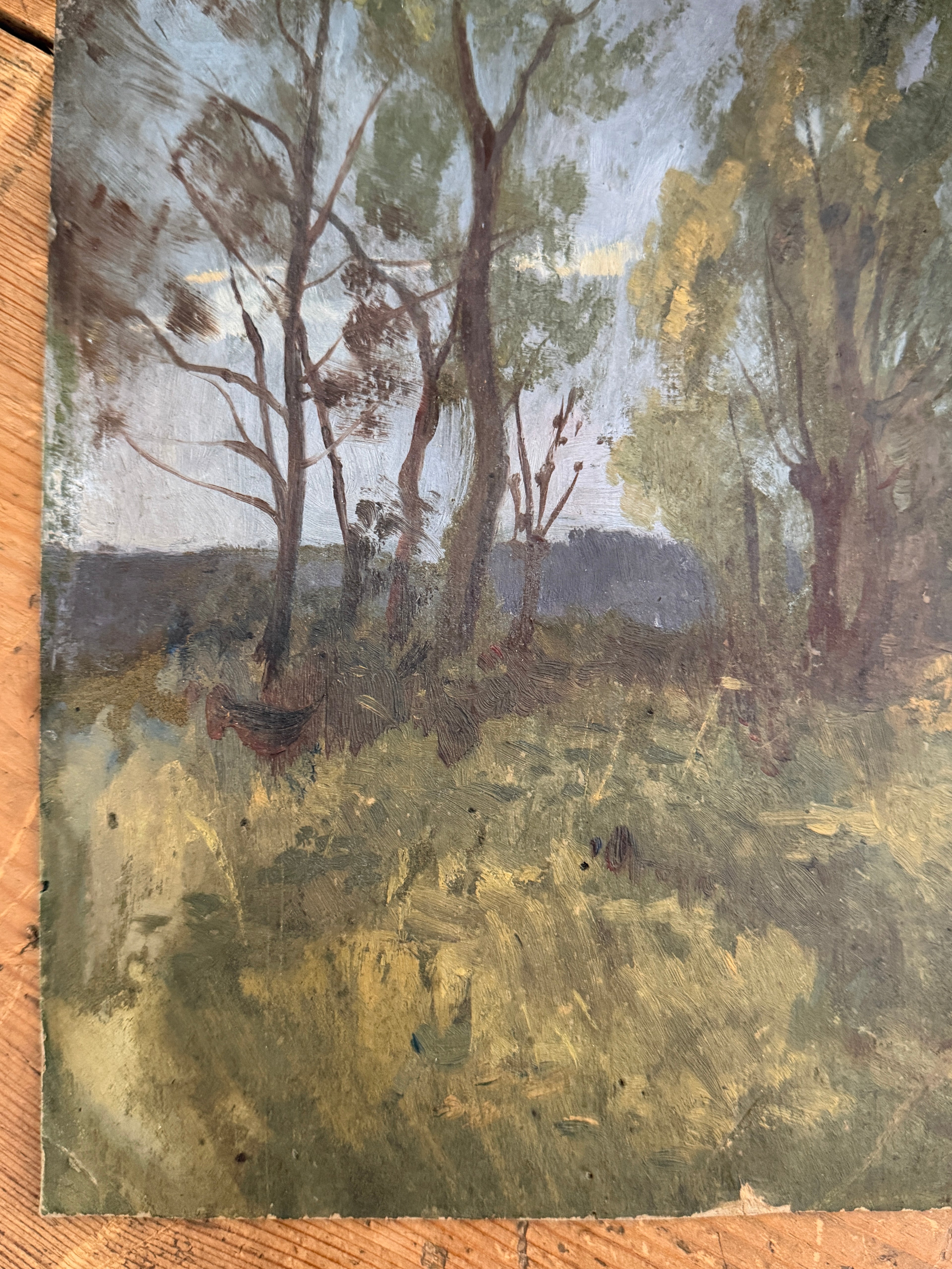 Antique French Landscape Oil Study