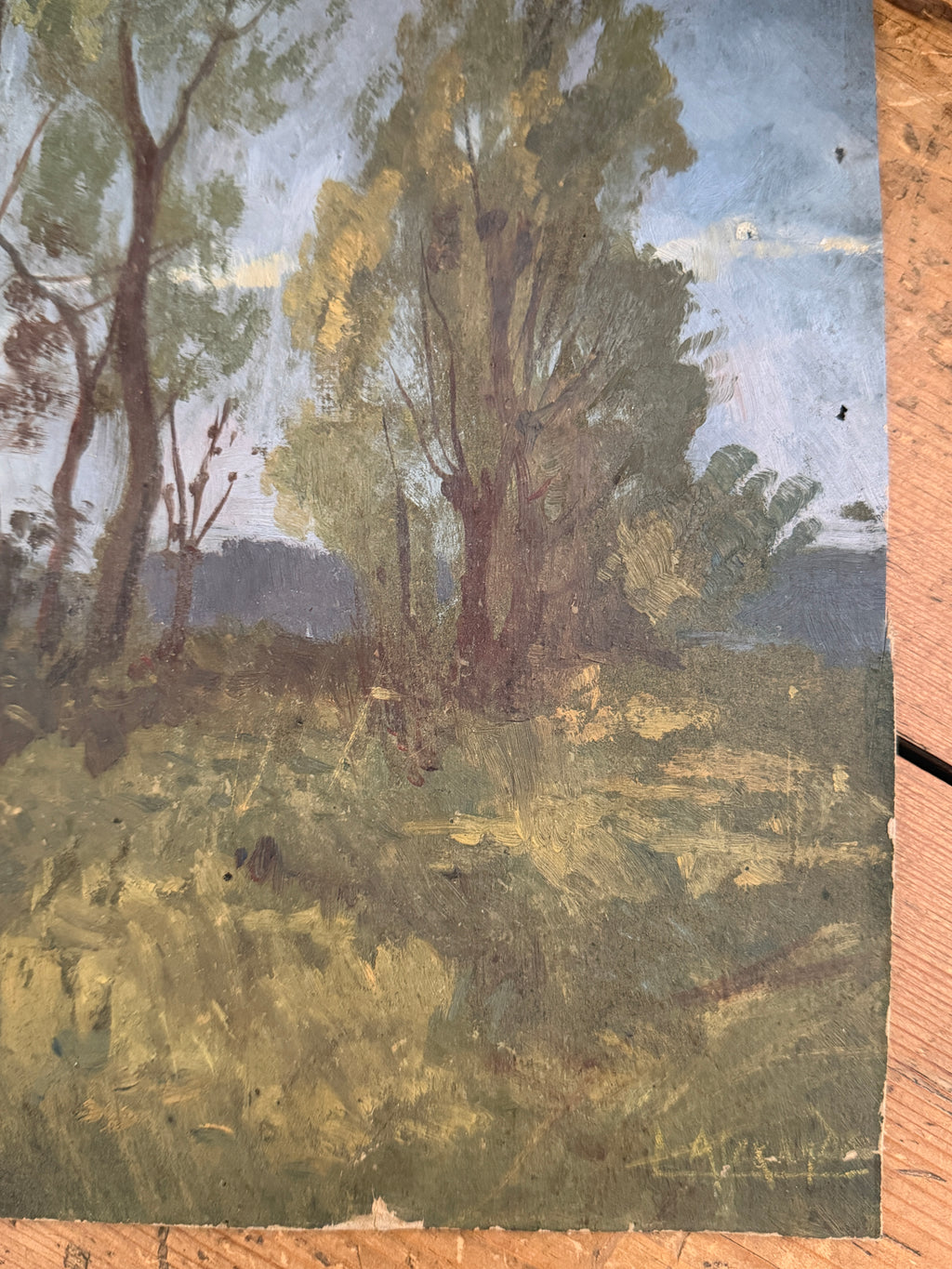 Antique French Landscape Oil Study