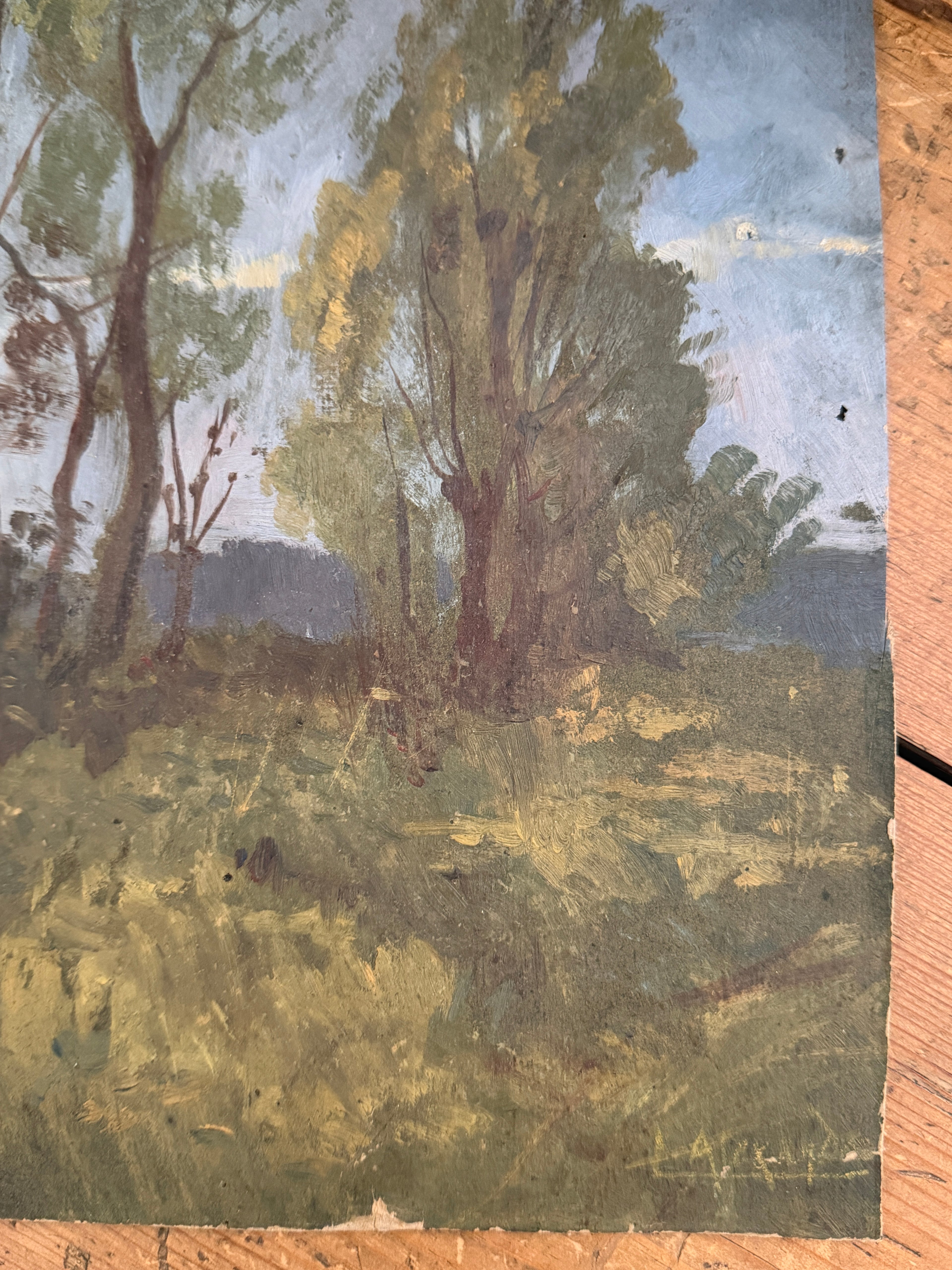 Antique French Landscape Oil Study