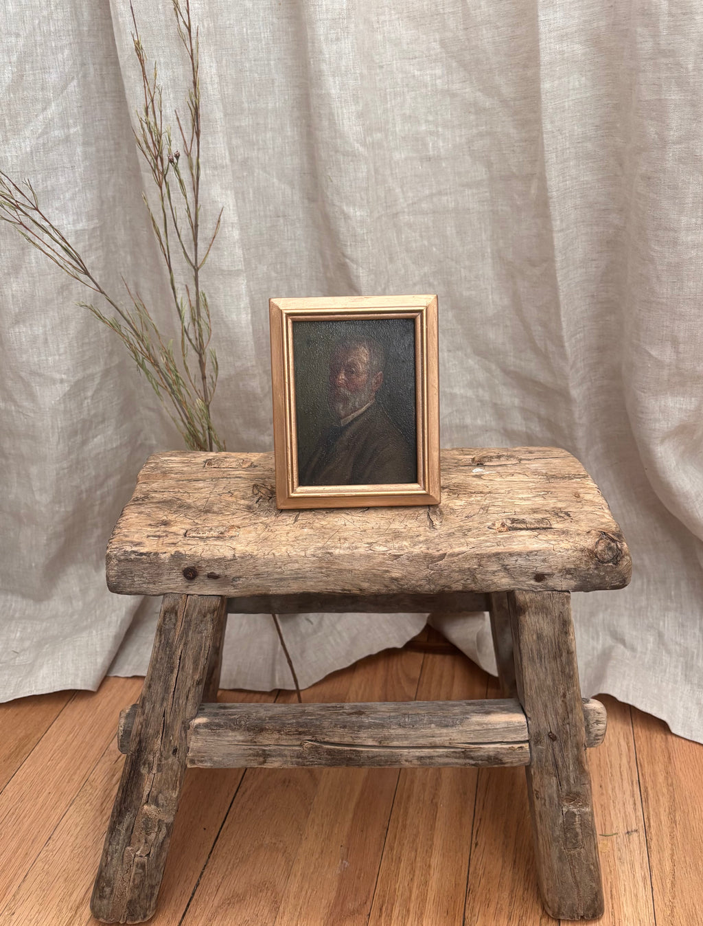 Antique European Oil Portrait on Tin of Vienna Professor