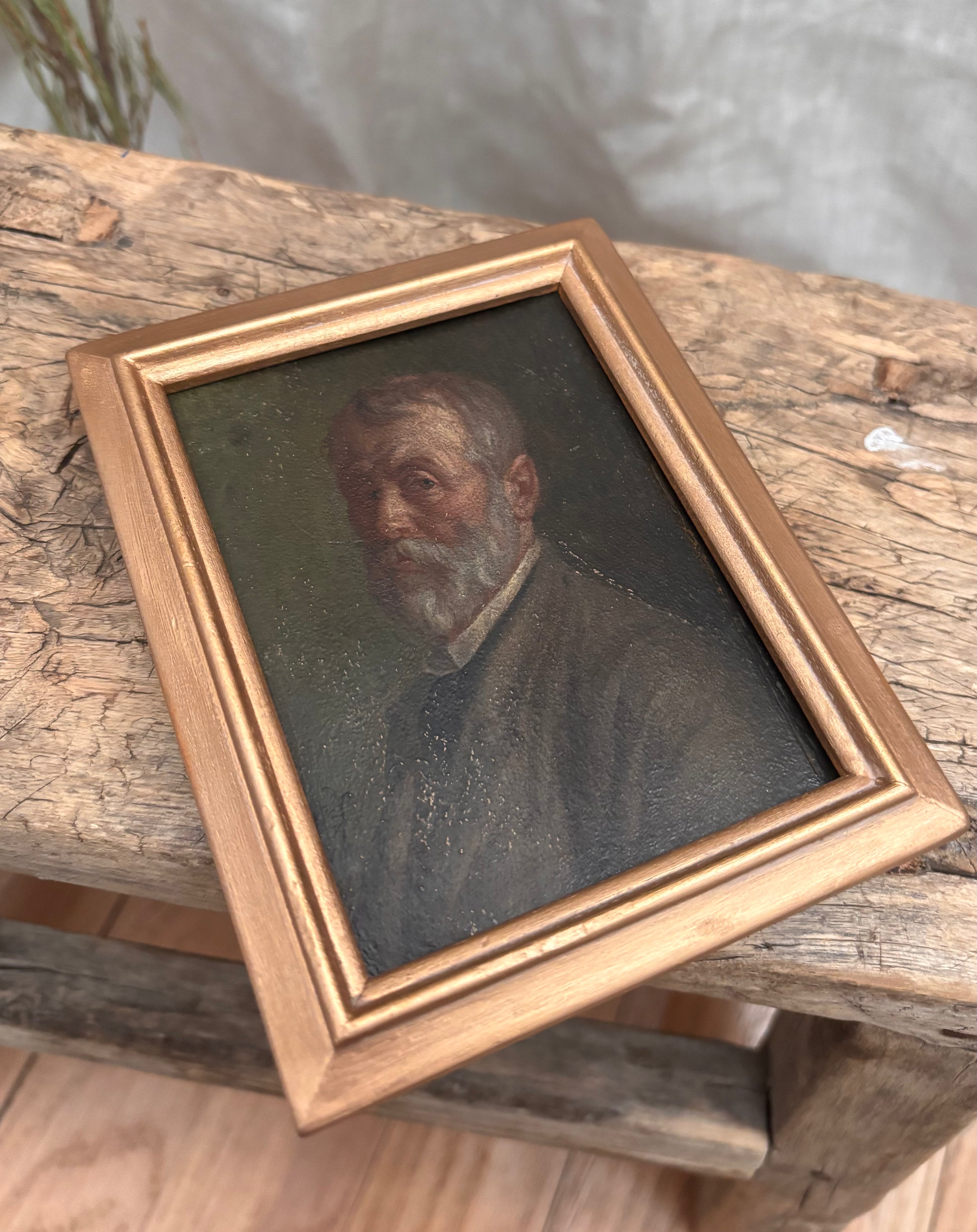 Antique European Oil Portrait on Tin of Vienna Professor