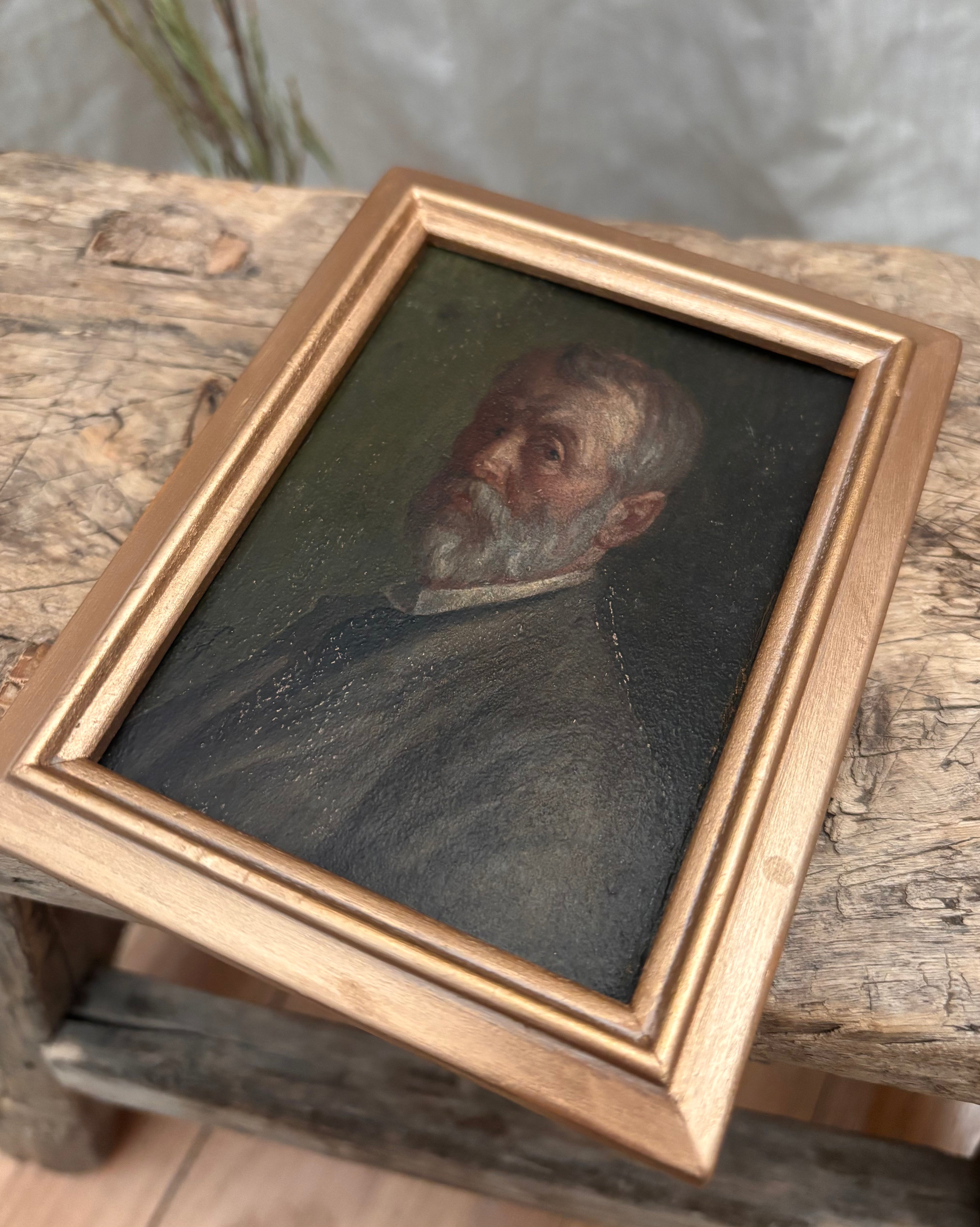 Antique European Oil Portrait on Tin of Vienna Professor