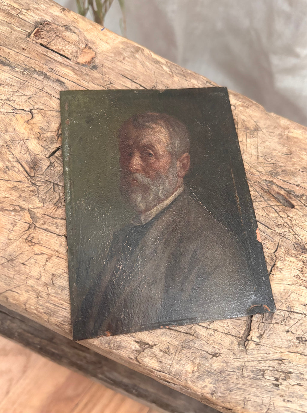 Antique European Oil Portrait on Tin of Vienna Professor